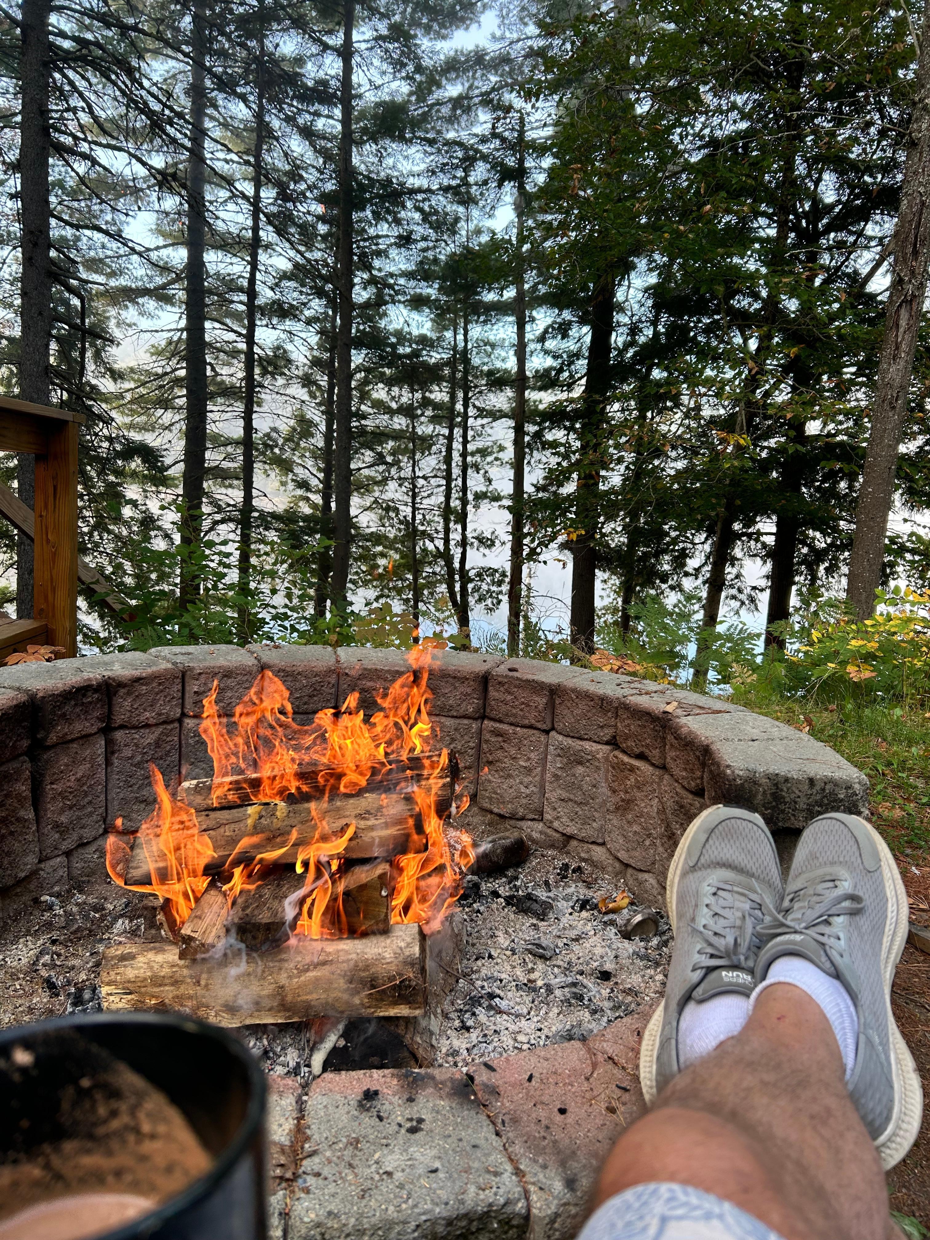 Fire pit overlooking lake