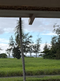 This is the ocean view from the condo with a direct path to a 5.5 mile beach walking path.