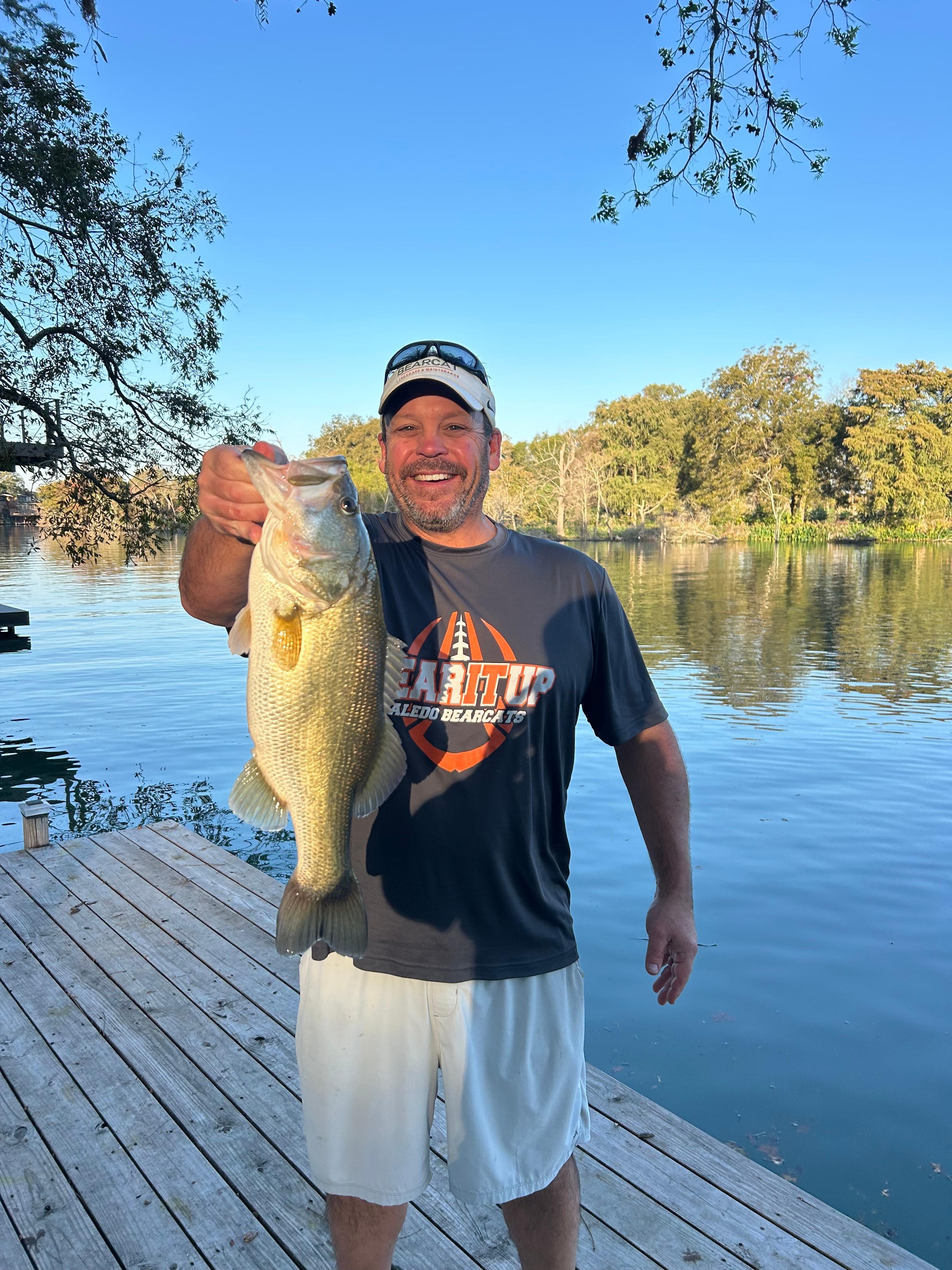 Bass caught on the dock