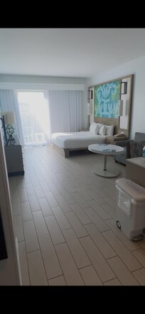 Huge room and bathroom, there was a small kitchen to the right (not pictured) which was great.