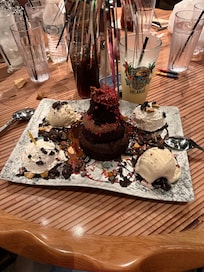 My birthday dessert at the rainforest Café