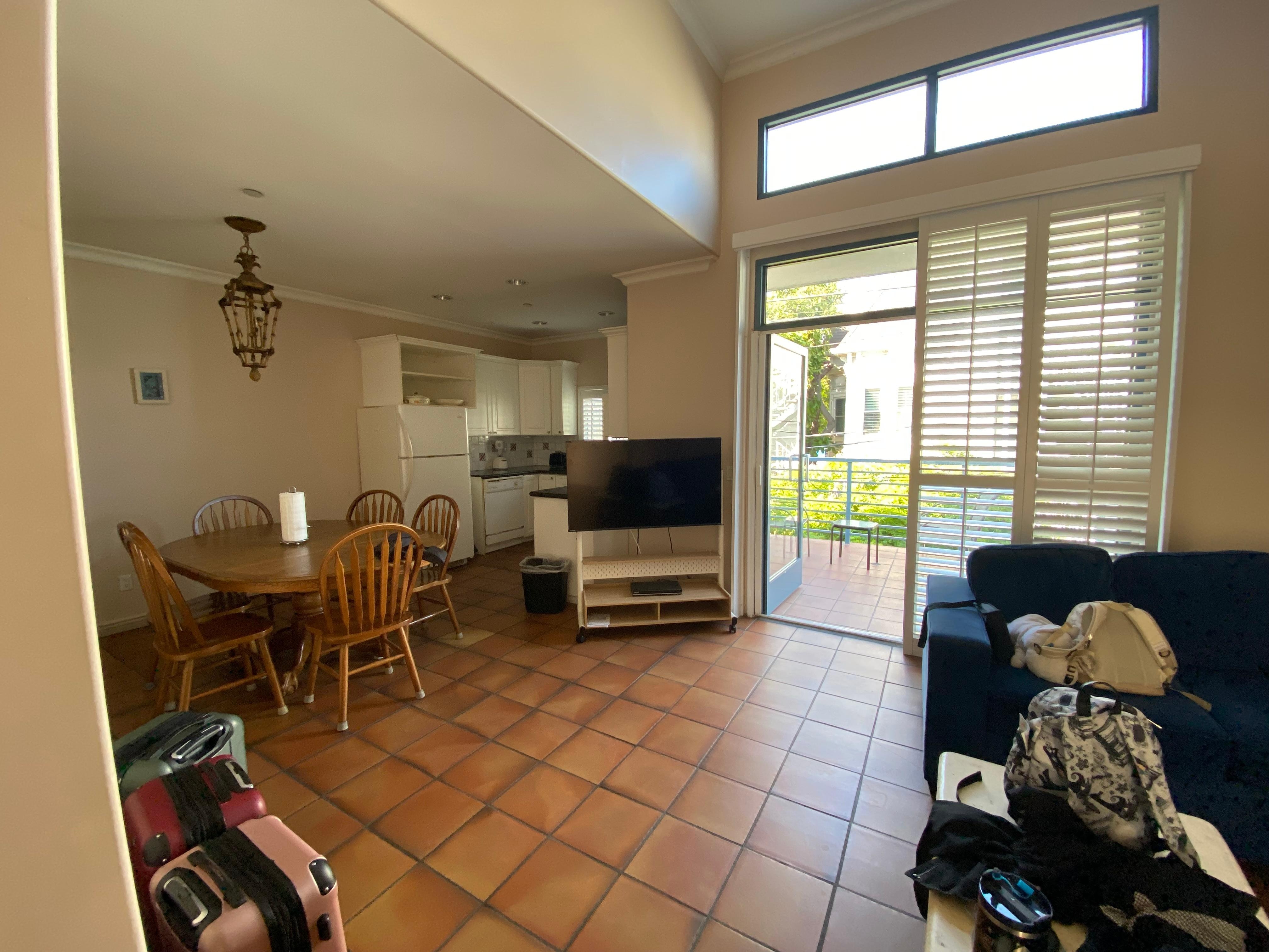 Open living room/dining/ kitchen