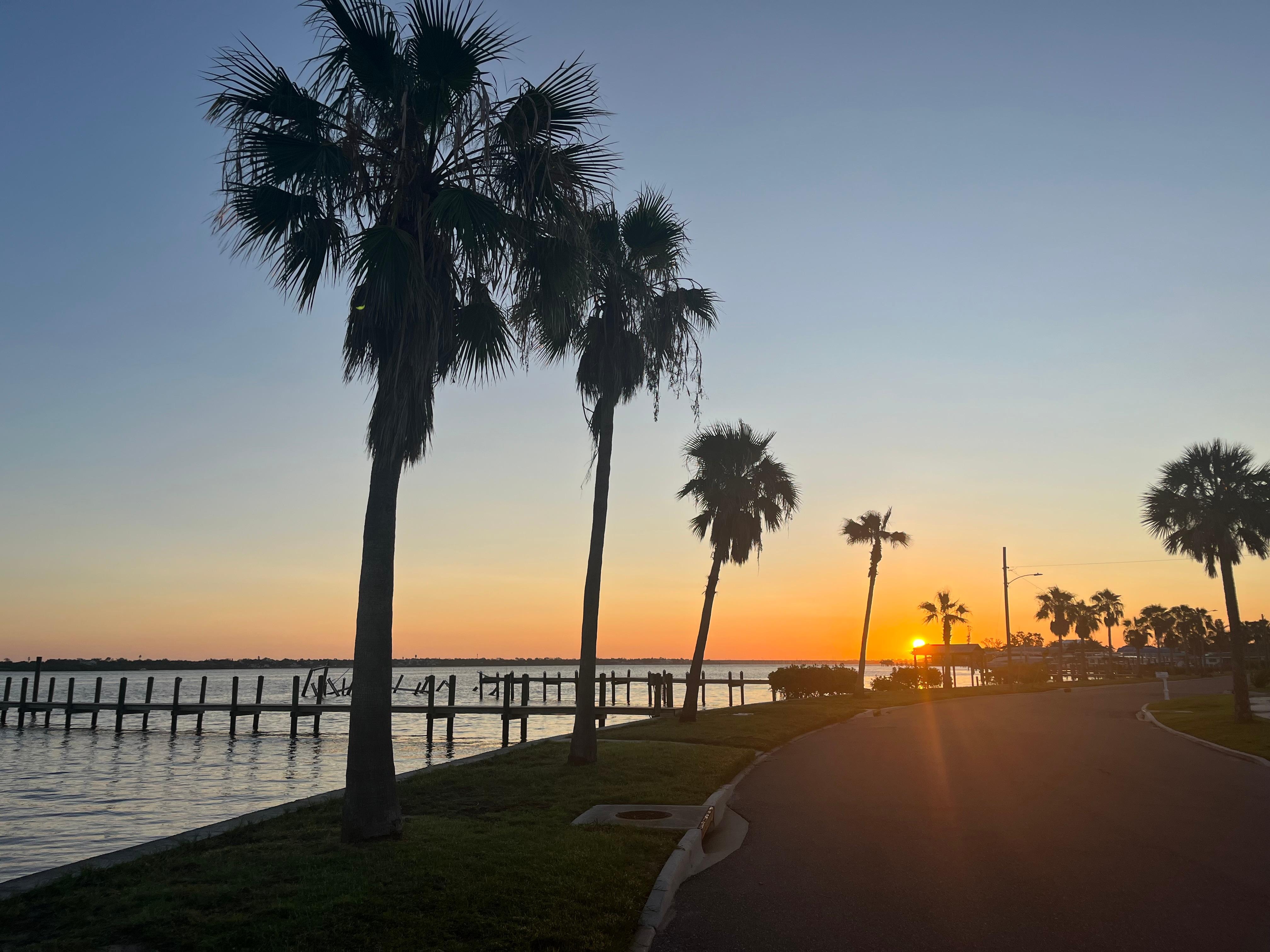 Sunrise from the street directly in front of the house