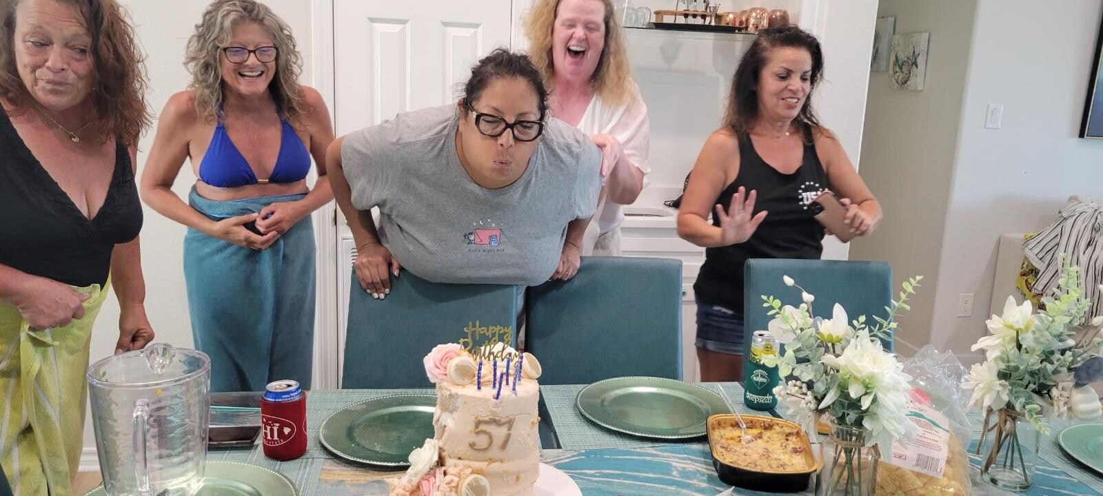 Blowing out the candles 