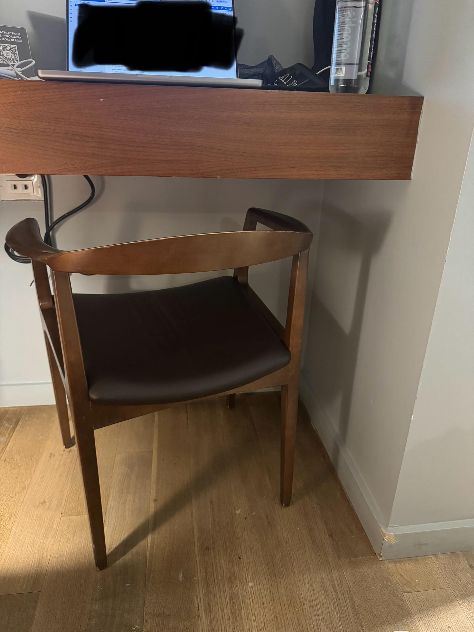 The chair provided for the desk is way too low and the desk is fixed to the wall. There’s no way anyone can do any work with this set up and the property does not have a business center.