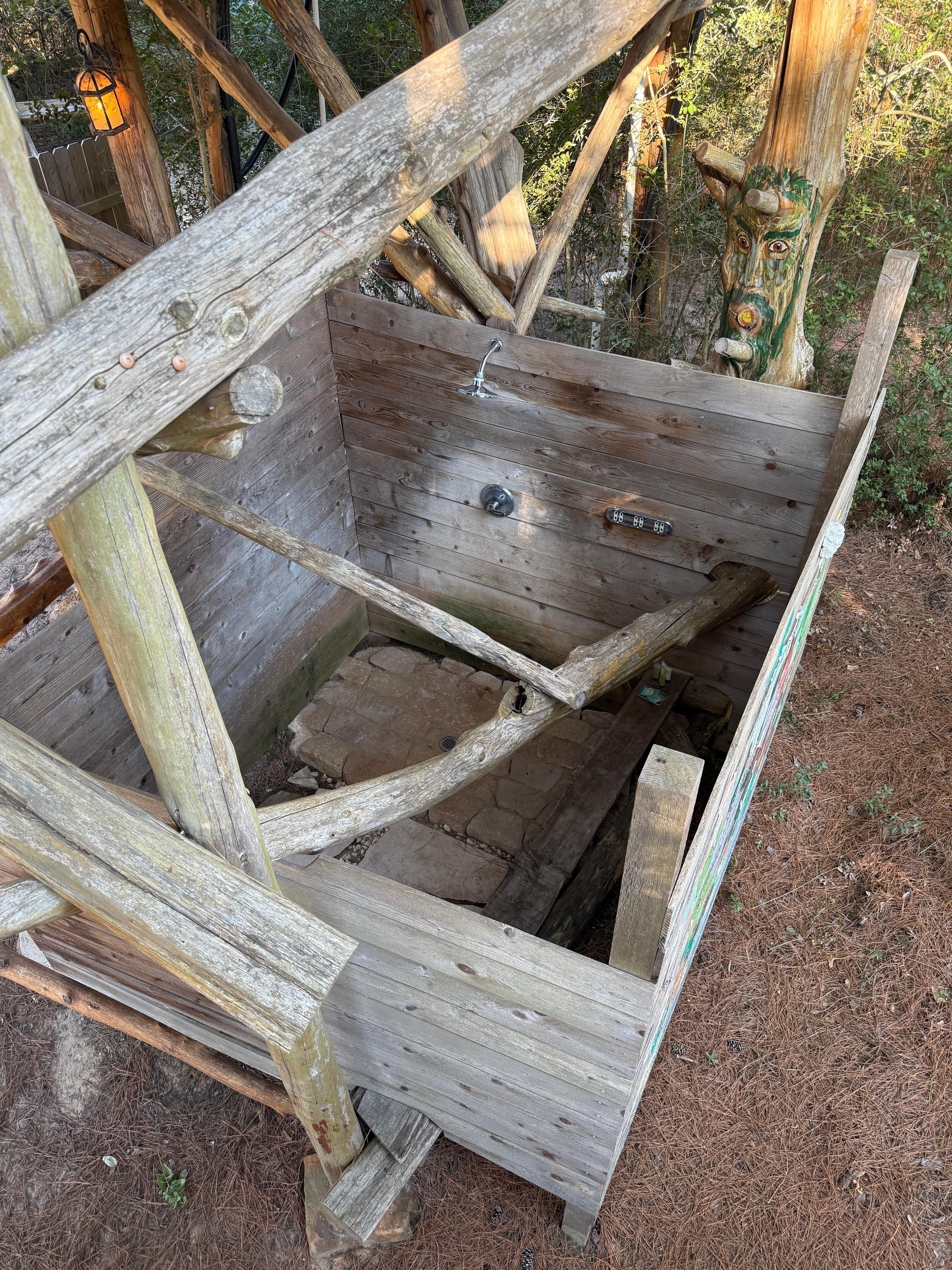 The outdoor shower was HOT!