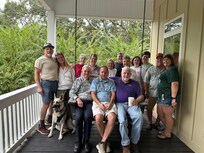 Great back porch for group photos and sitting and relaxing with each other