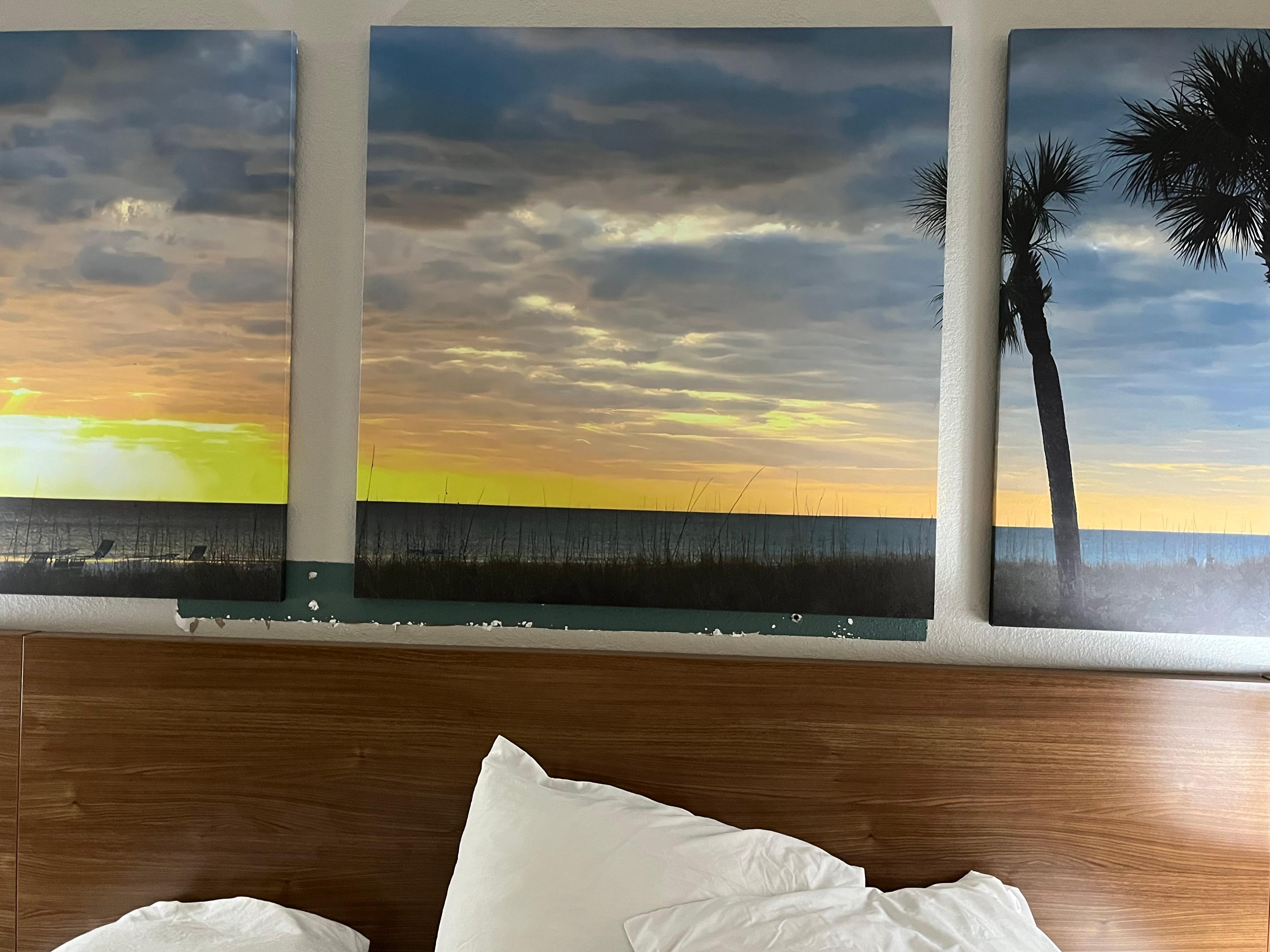 Pictures put over existing wall showing old pain