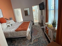 Bedroom with comfy King bed.