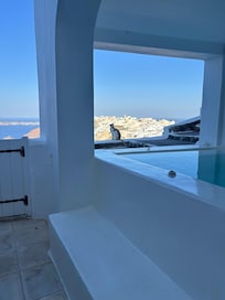 A view from the front patio with the pool.