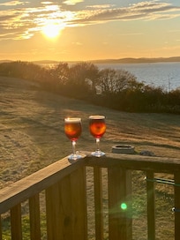 Enjoying the sunset with cocktails. (Espresso Old Fashions)