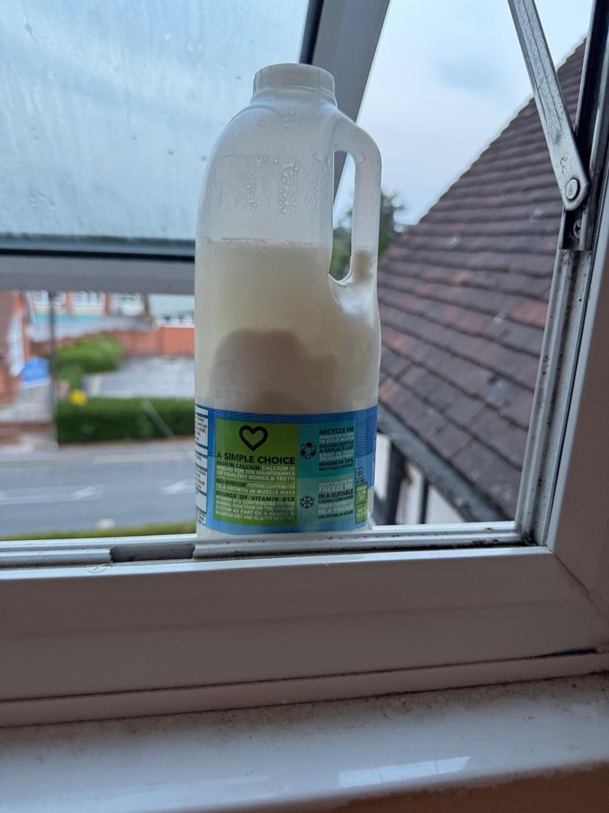 Sour milk left on sill 