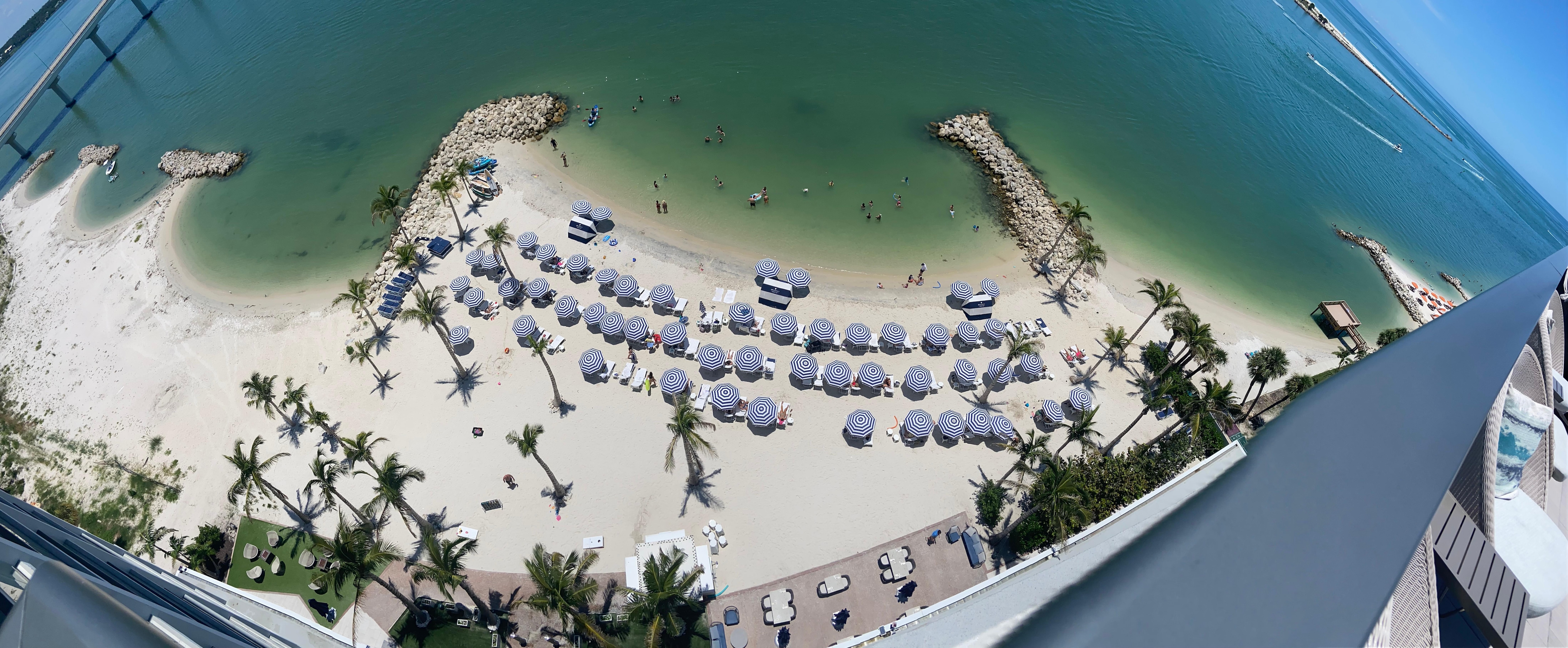 View to the private beach from the pool