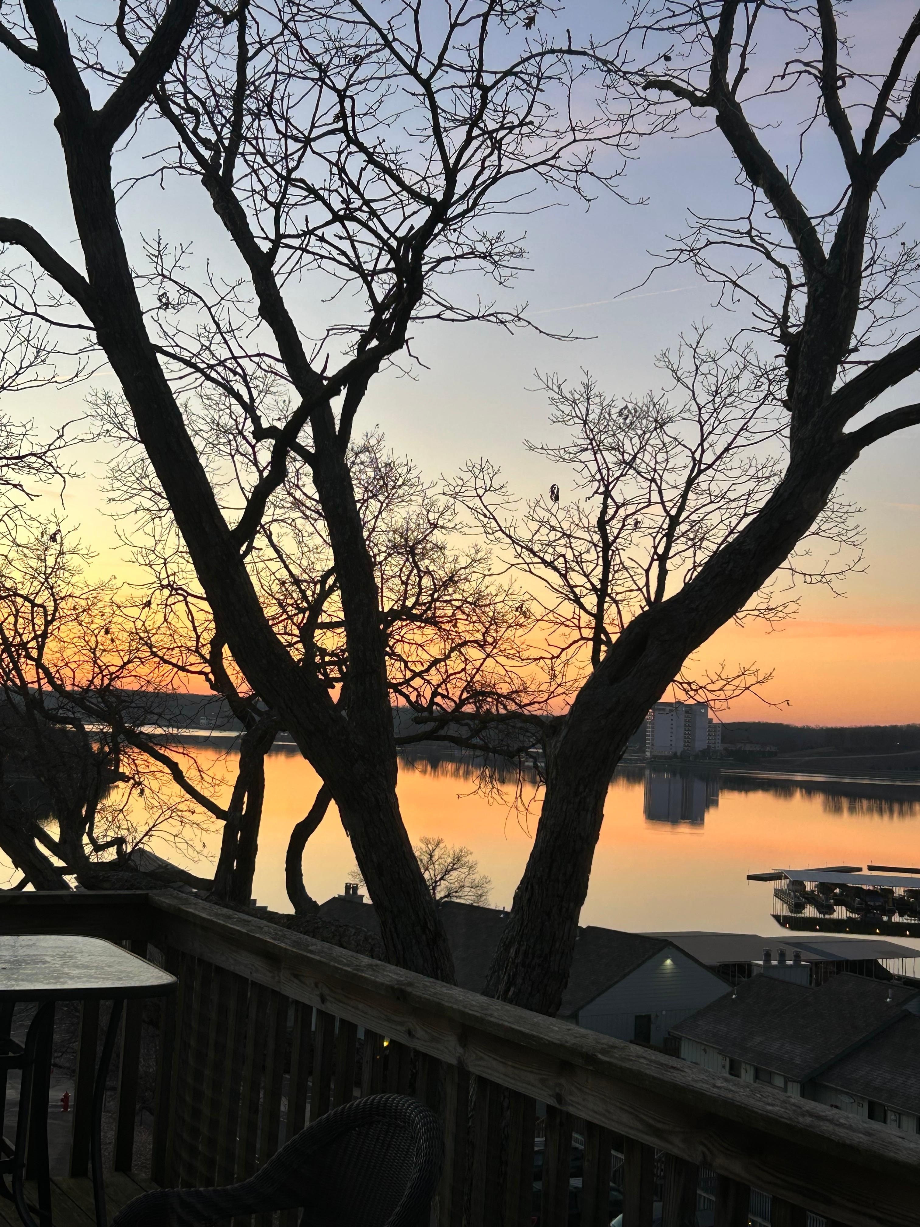 Beautiful sunrise from deck. 