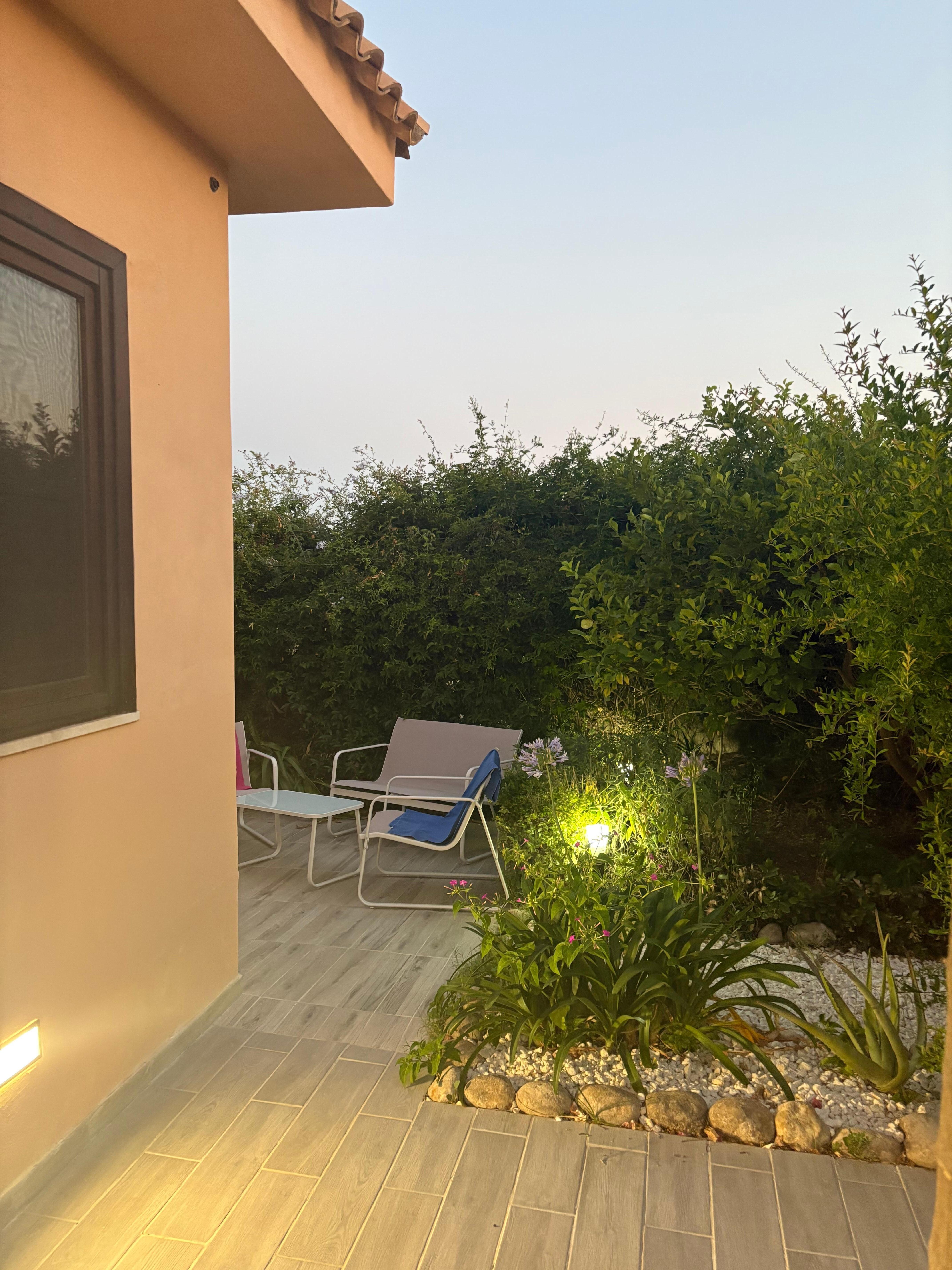Lovely garden to sit in at night 