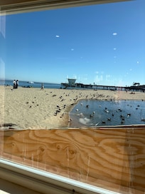 View from restaurant on the esplanade…lagoon and Capitola wharf.