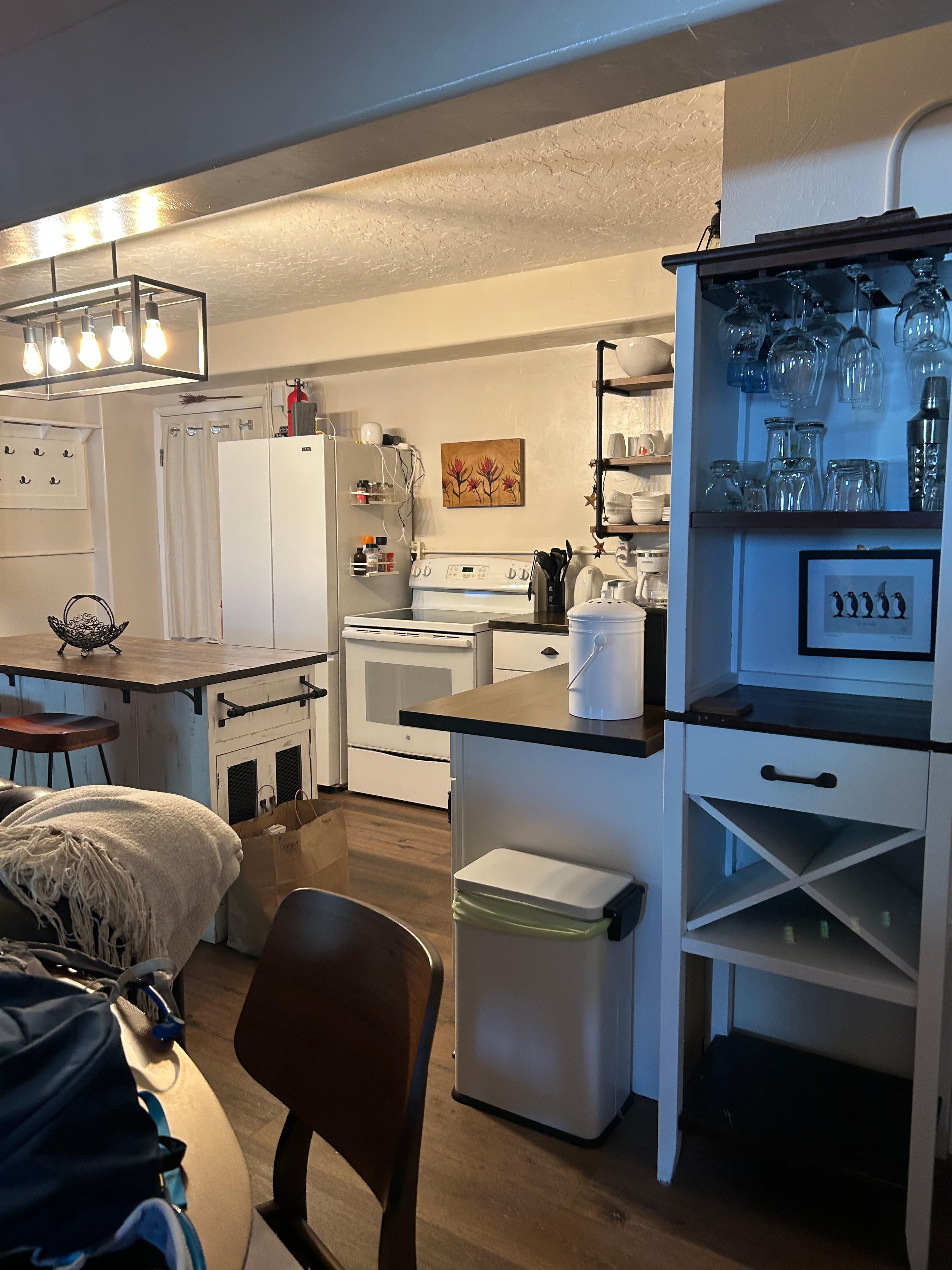 The studio included plenty of space to eat, spread out our 
 gear, do laundry and prep meals. The leather sofa was comfortable too