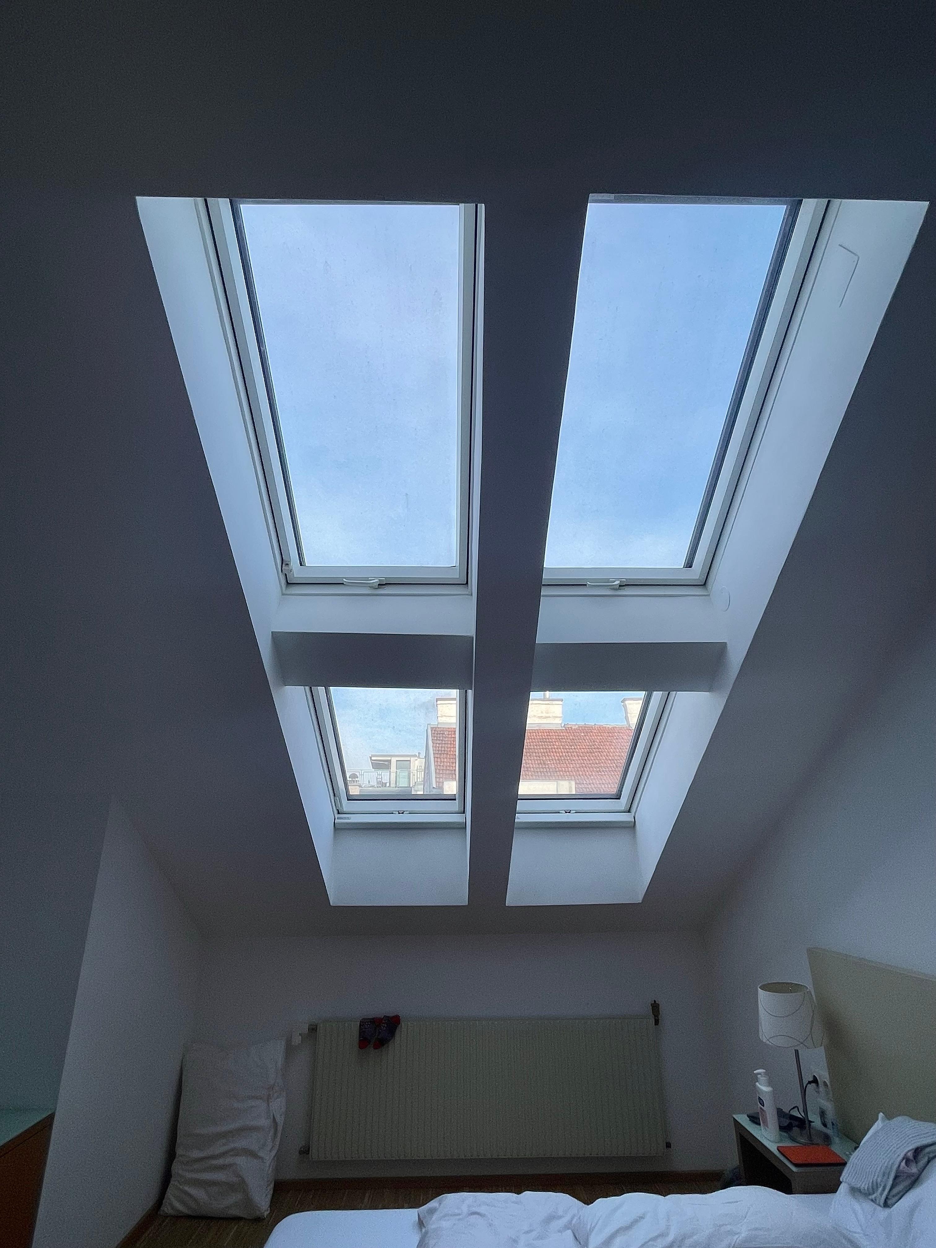 The wonderful skylights in the bedroom