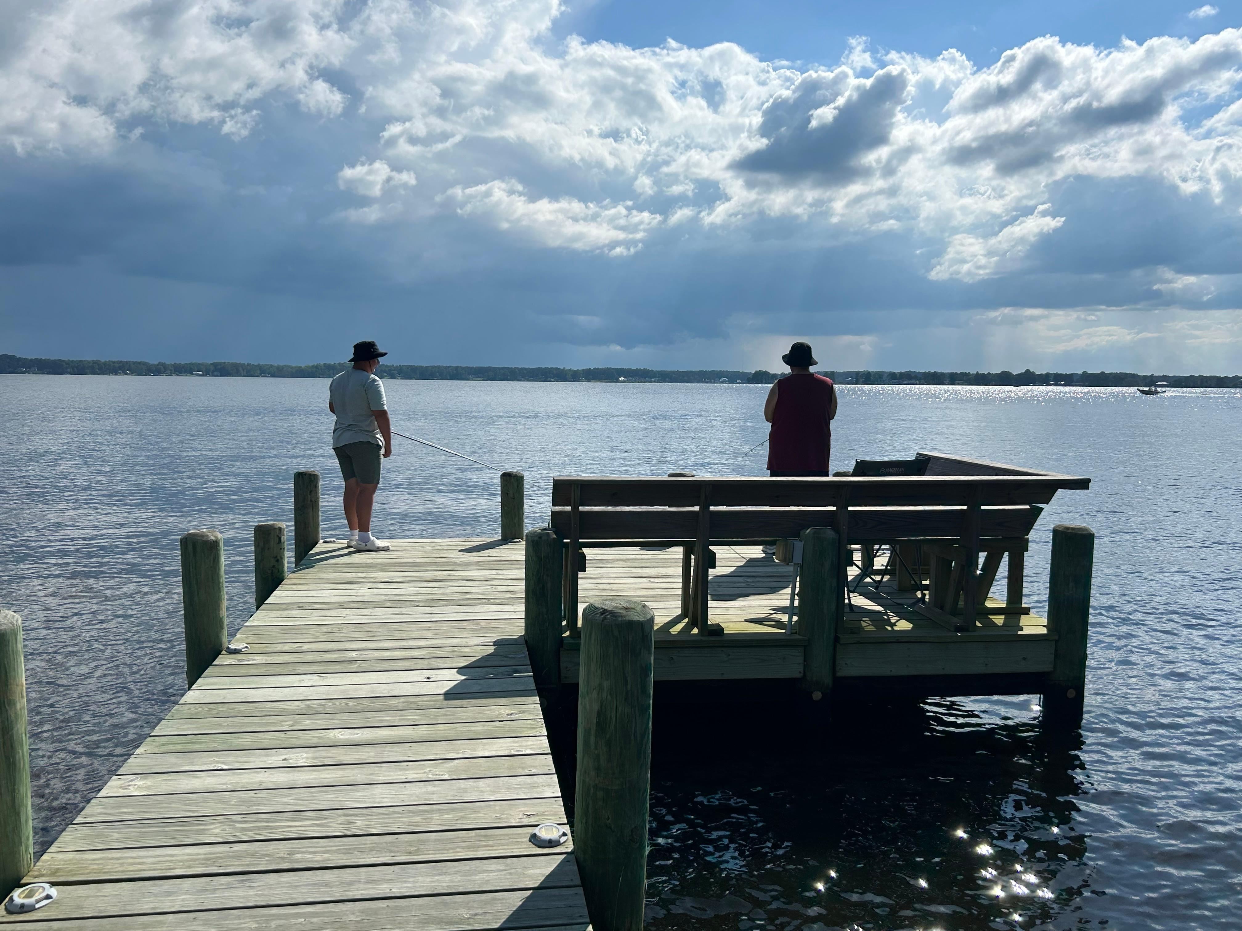 Fishing off the dock.