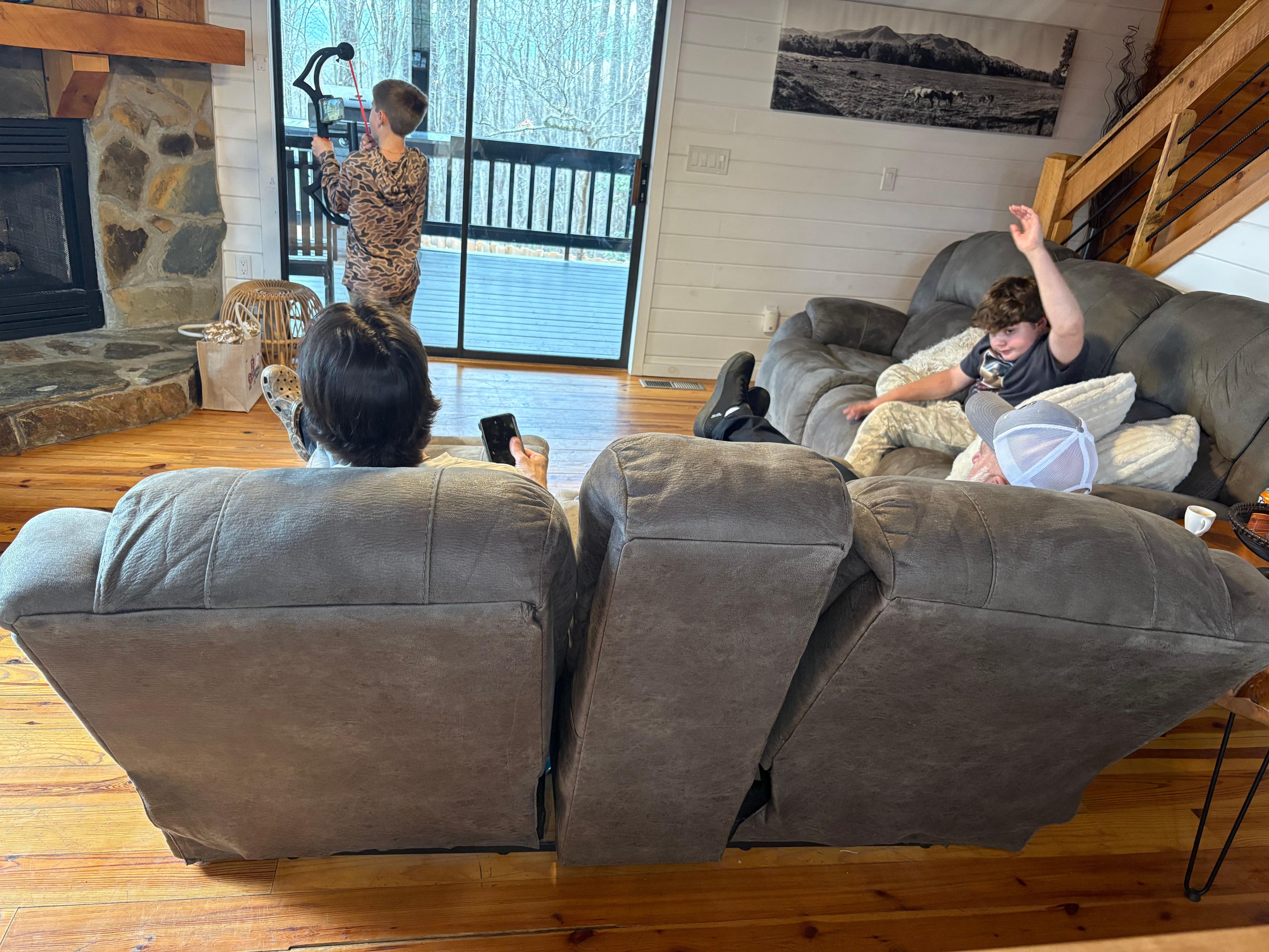 Broken chair in living room.