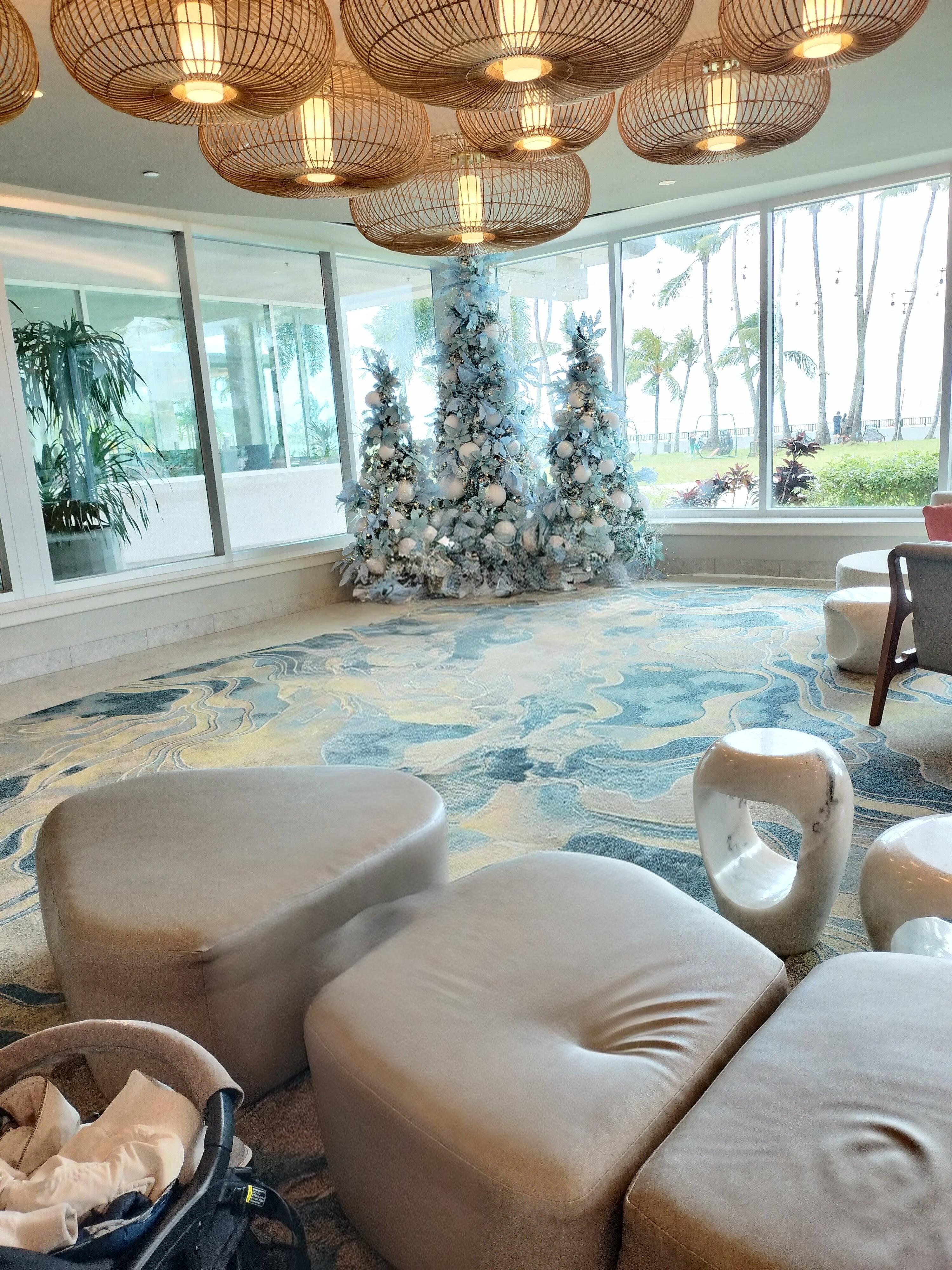ロビーにクリスマスツリーが飾られてました。