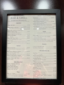 Bar and grill menu