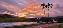 Pool area after sunset