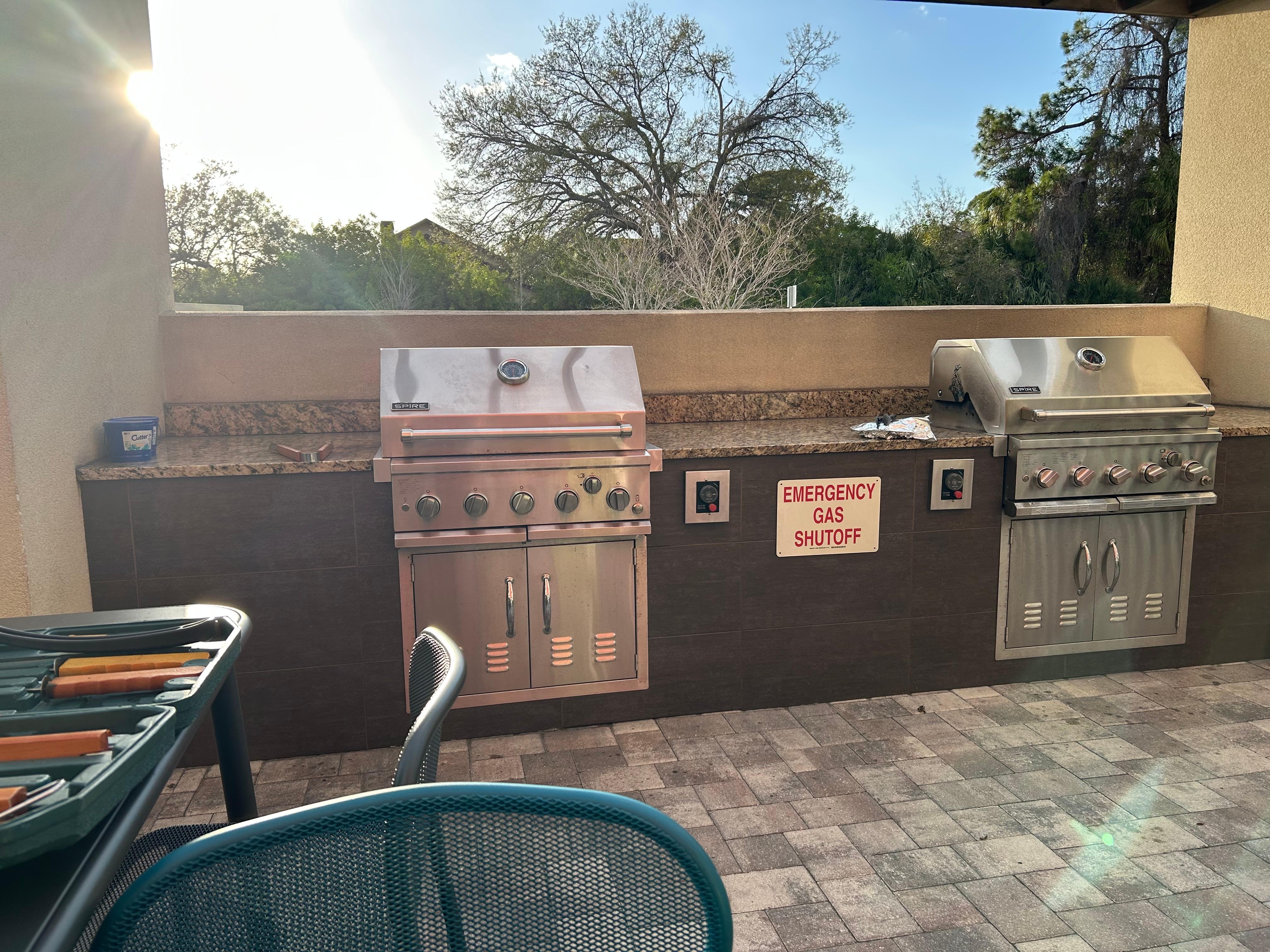 Nice area to sit and visit while grilling supper.  Right by the pool.