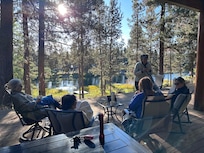 Coffee and sunrise on the deck