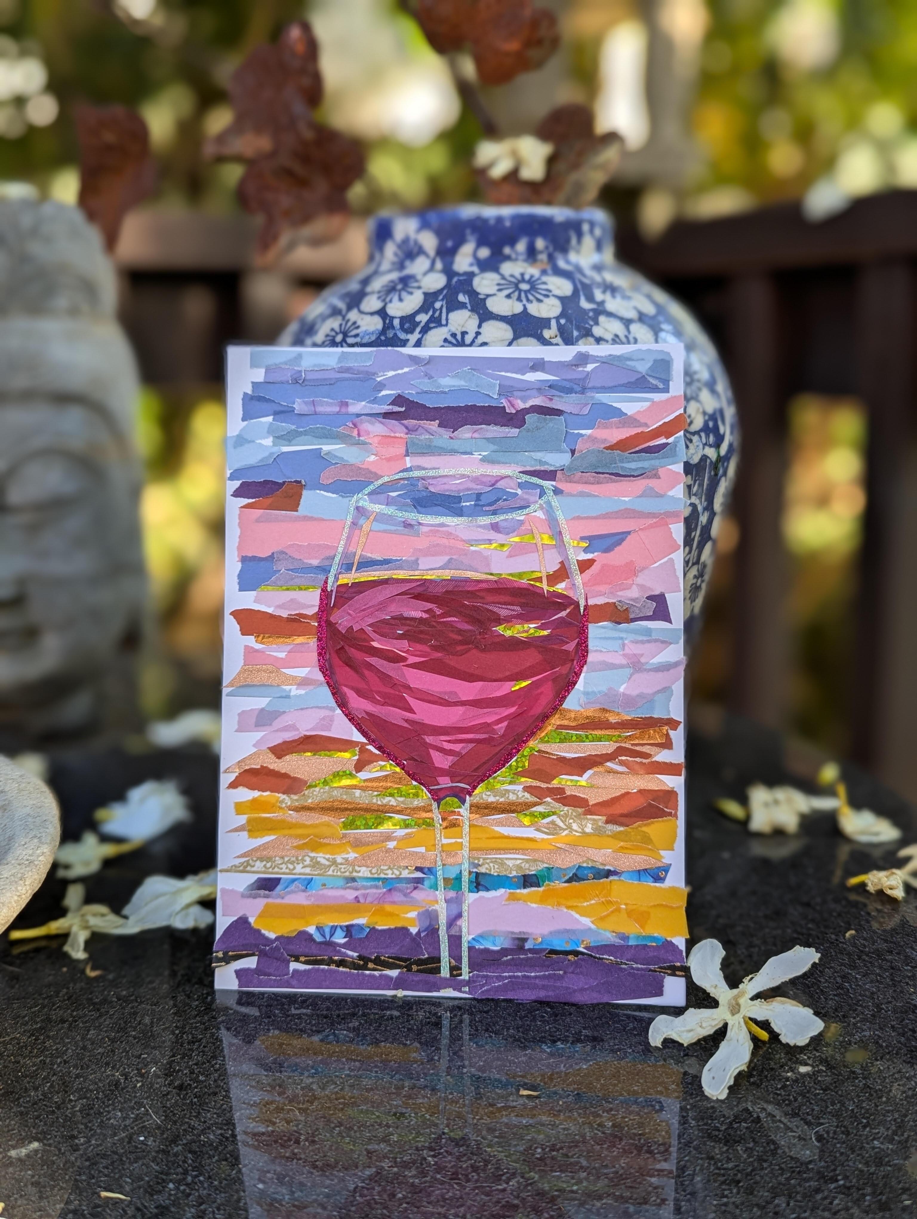 Red Wine Goblet - Washi Tape Art by Melody Maleitzke. Created at St. Helena Jewel!