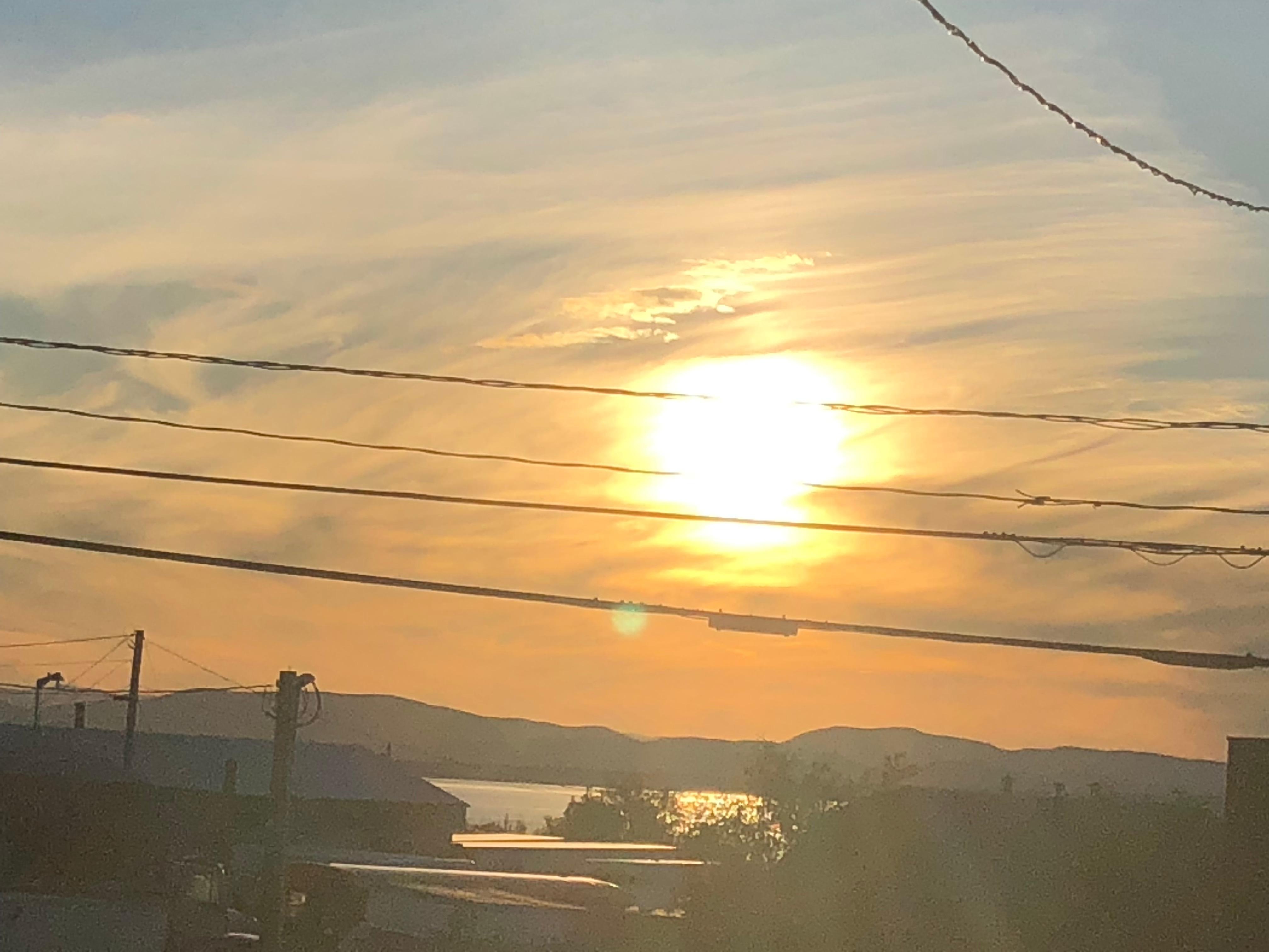 Sunset directly in front