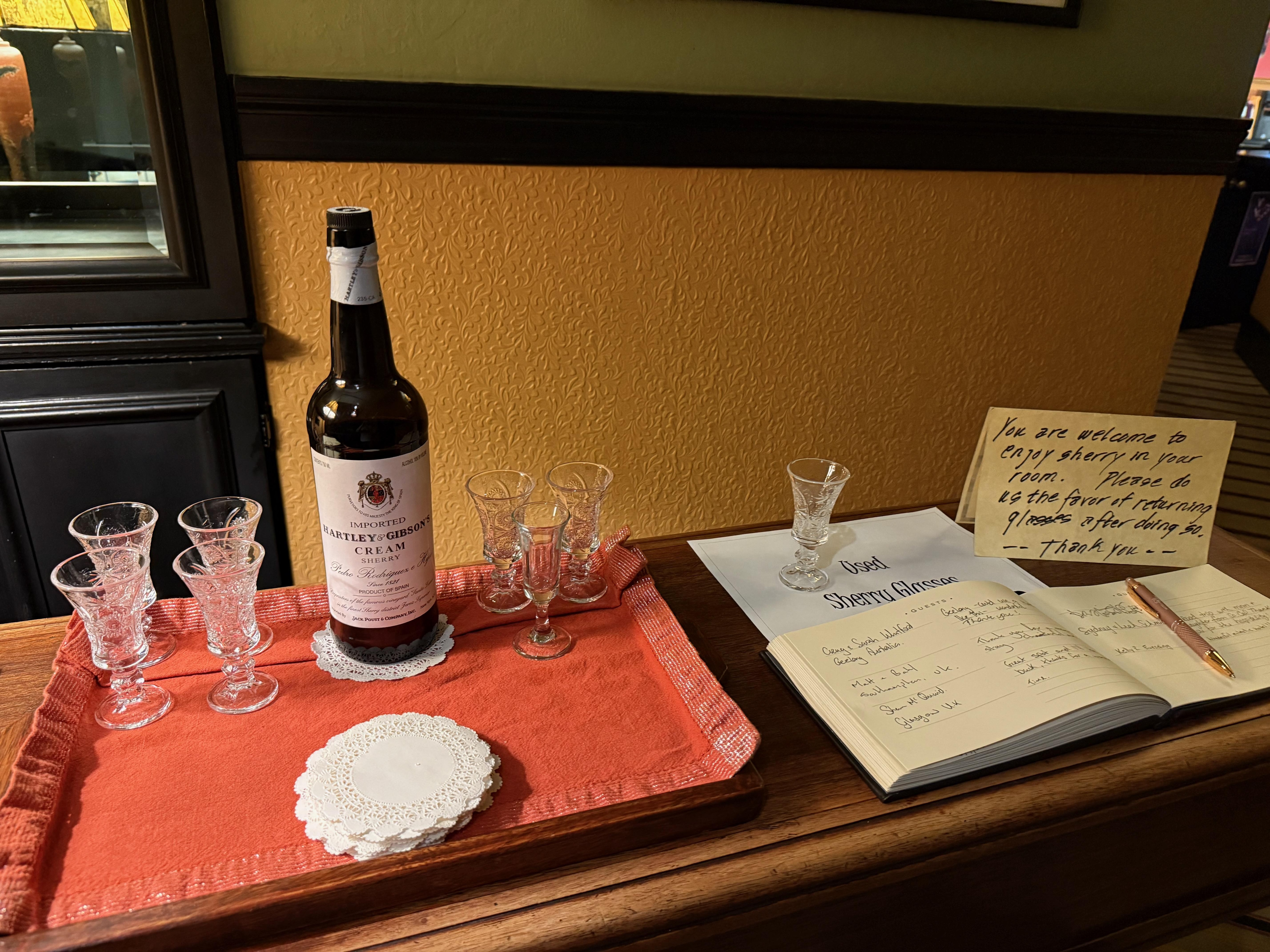 Free glass of sherry to end your day.