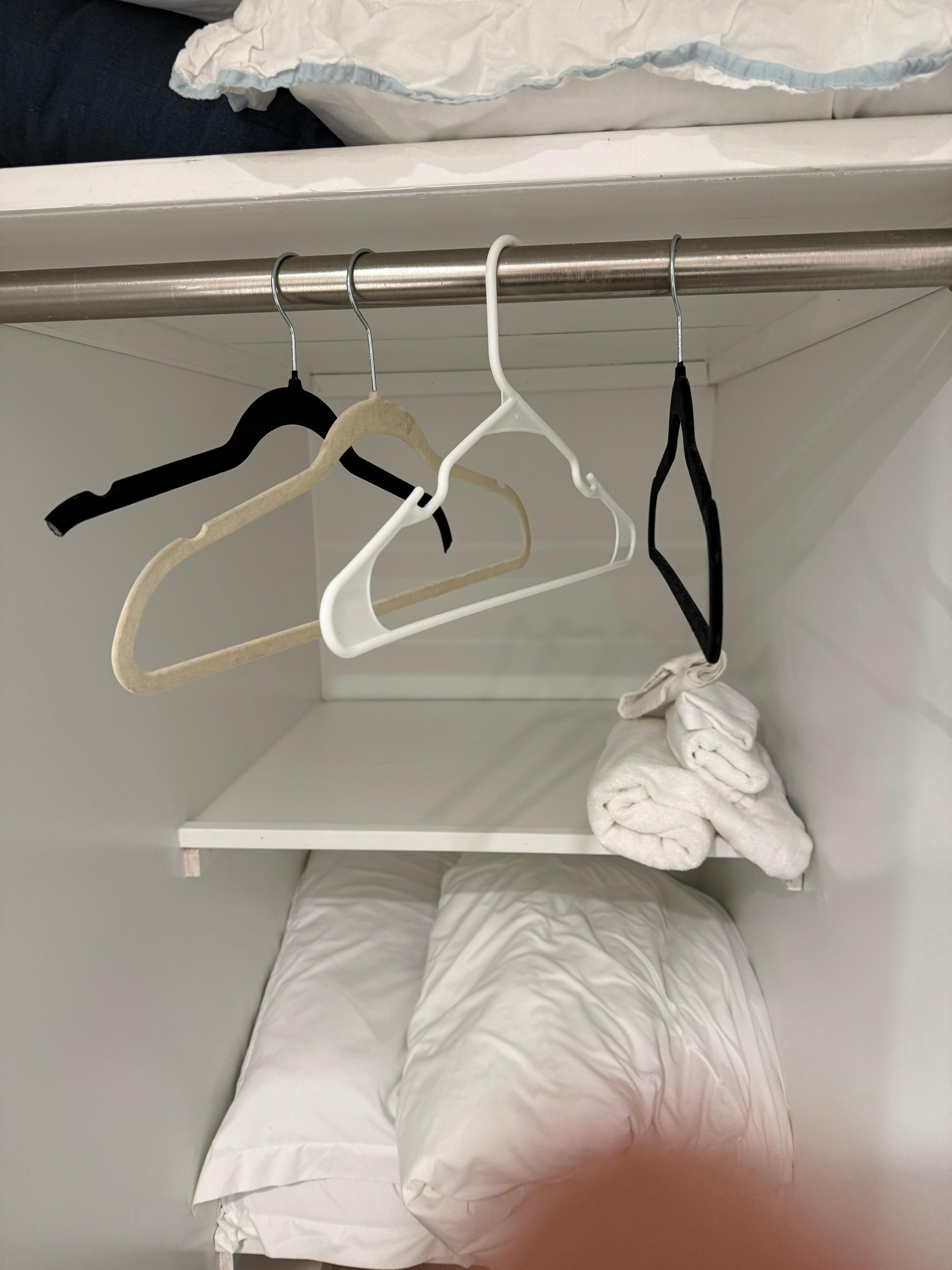 Main bedroom open (no door) closet. 