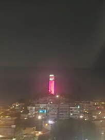 The lighthouse was tiedyed for the Grateful Dead anniversary. A  lovely view of heaven.