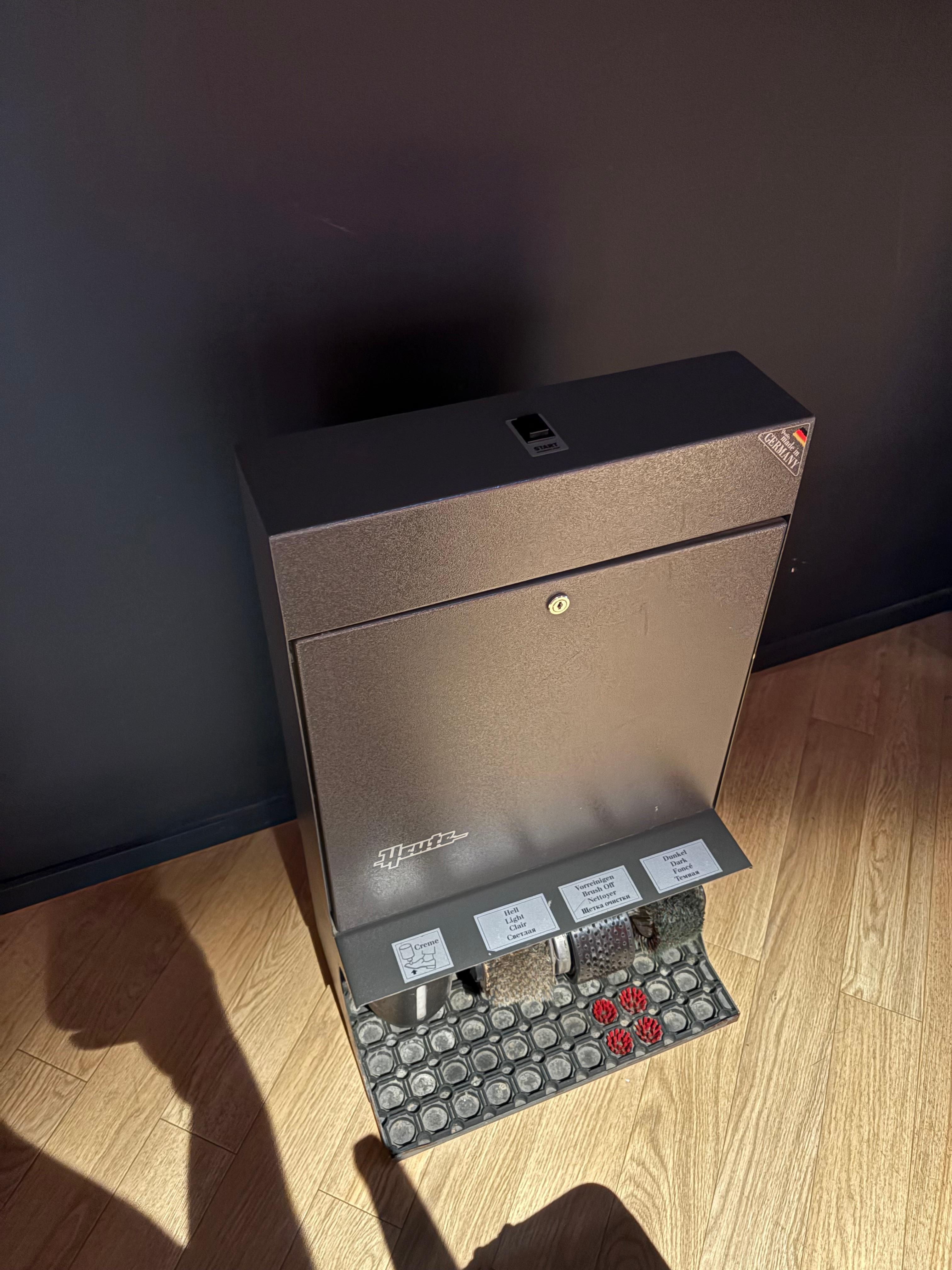 Shoe shine machine in lobby