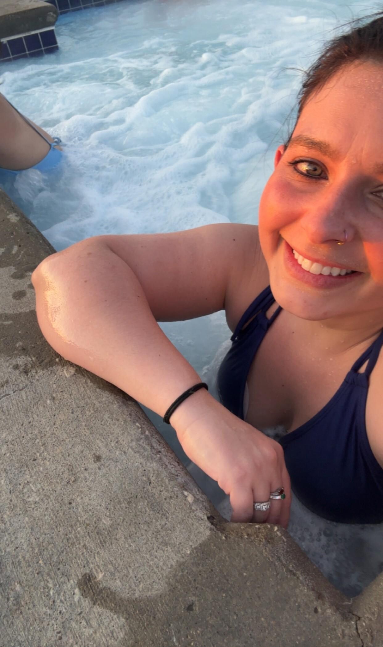 Hot tub fun while enjoying the sunset.