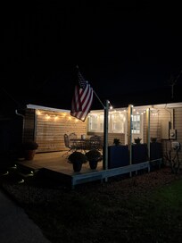 Side porch with lights