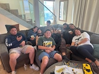 Chilling out building legos with the family