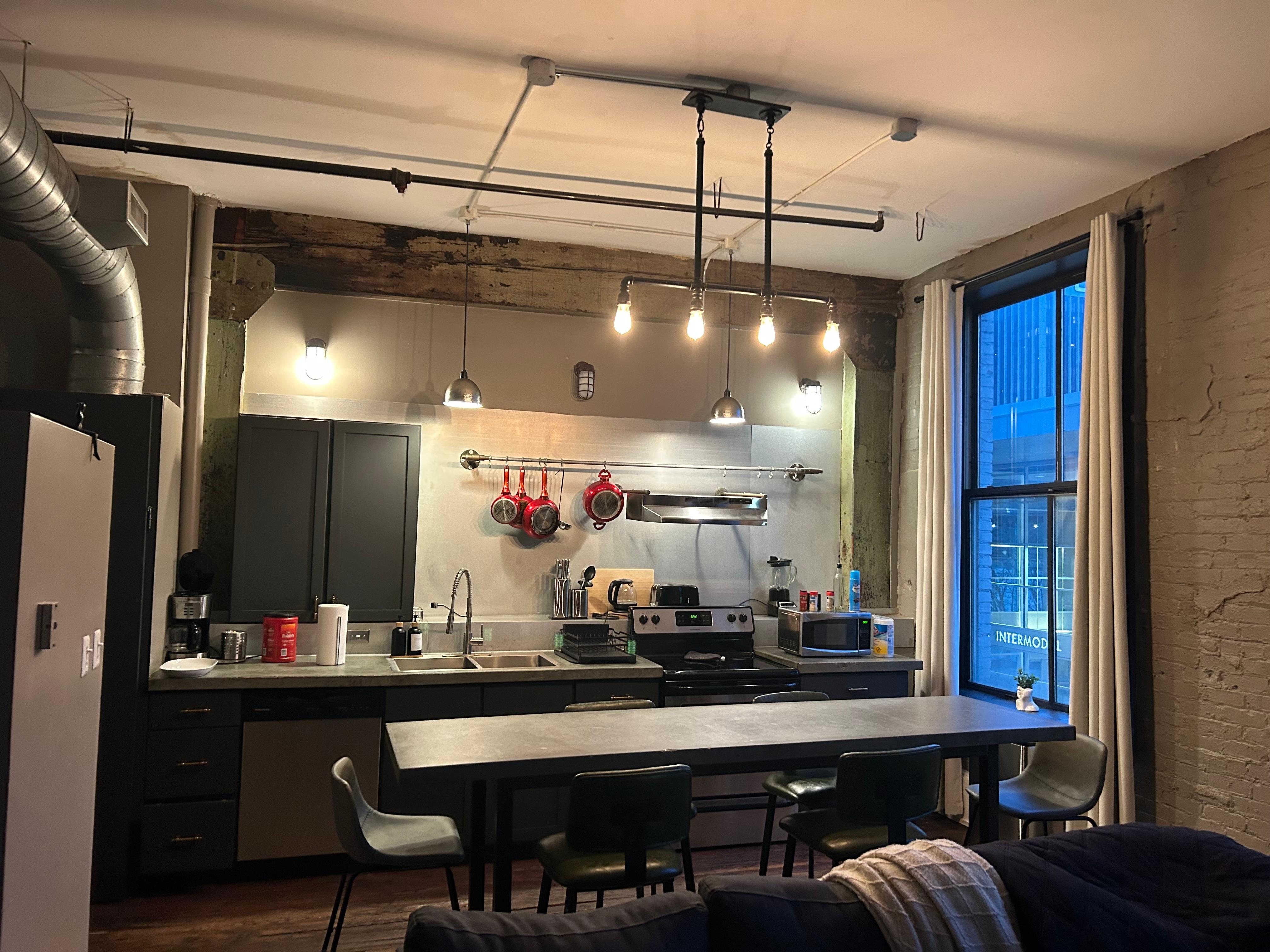 Open concept kitchen made making dinner and relaxing so easy 