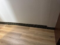 Flooring may be updated but sloppy carpet trim