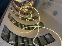 Looking up in the interior of the main lobby.
