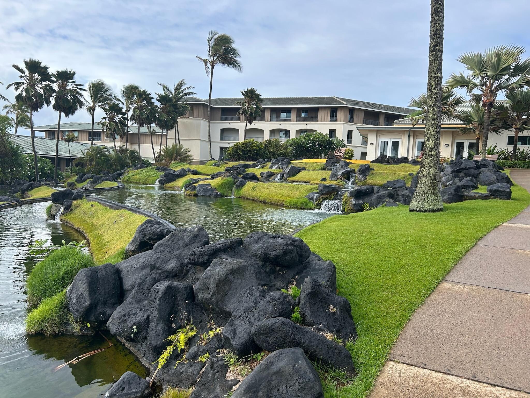 There are gorgeous terraced ponds on the property.