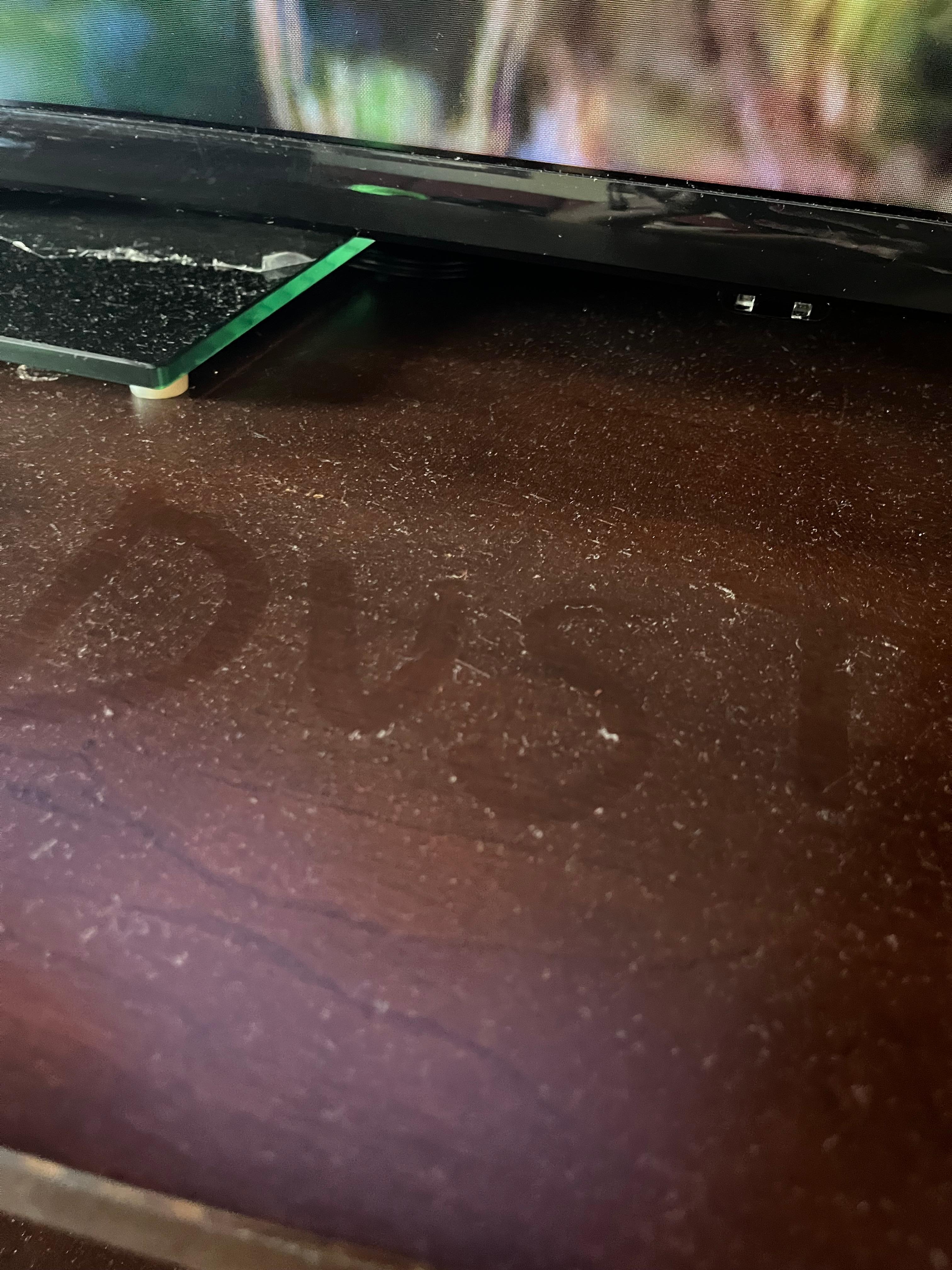 Dust on tv stand