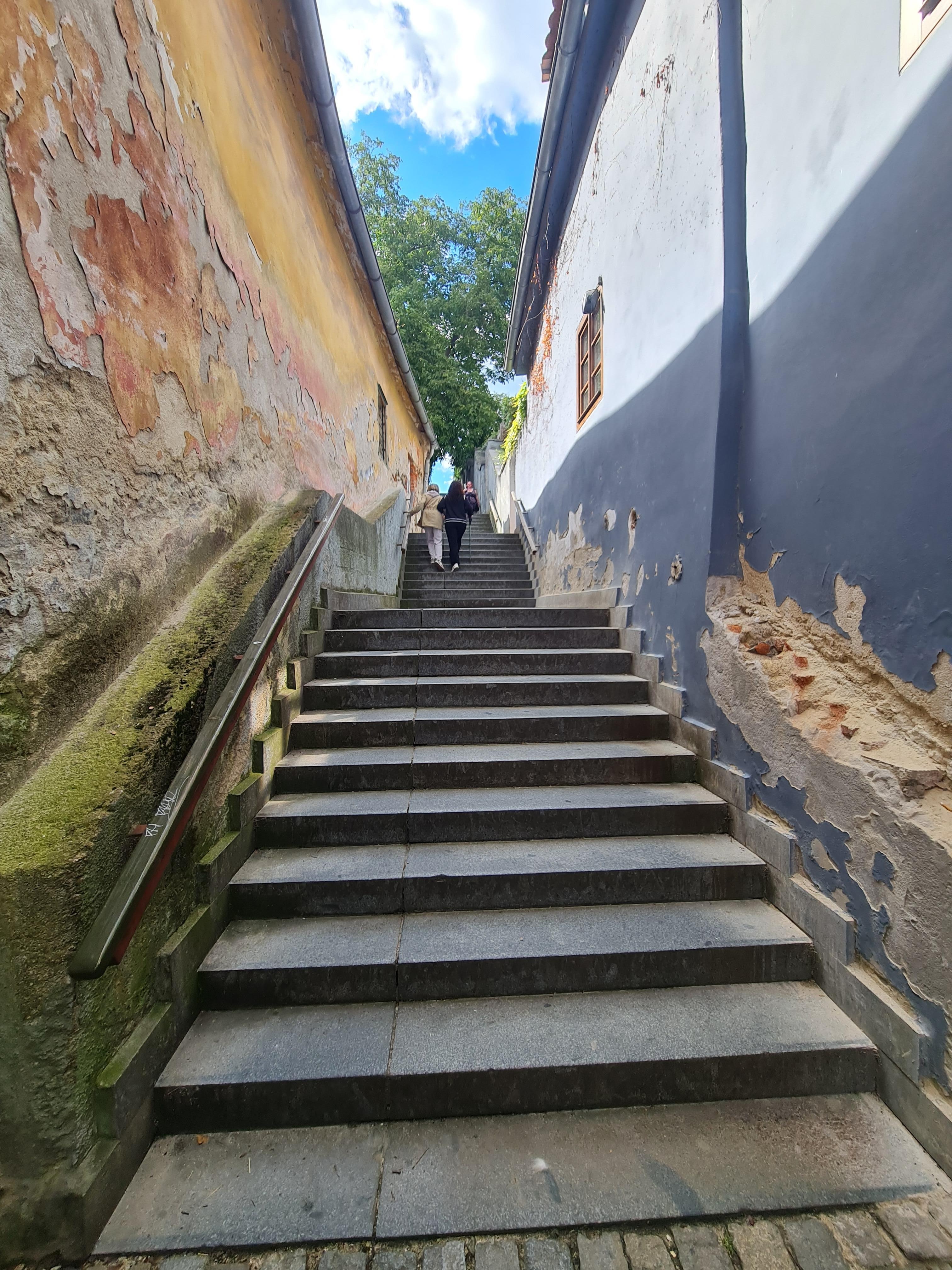 Escaleras para llegar al centro.