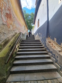 Escaleras para llegar al centro.