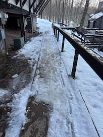 ICE PATH TO UNIT 30 AFTER WALKING DOWN 40 STEPS