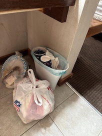Never emptied trash, we used shopping bags to empty trash bin