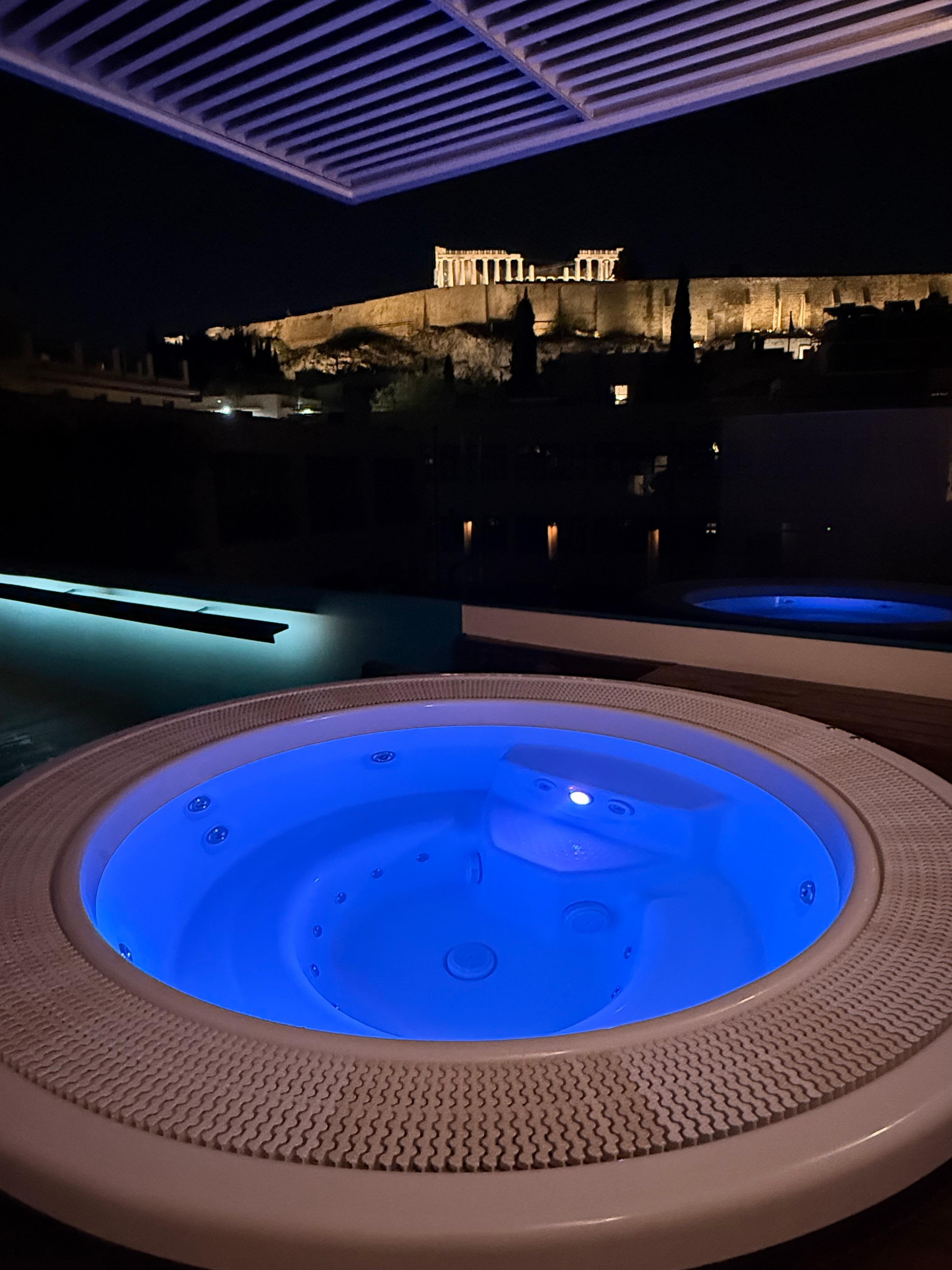 One of the 2 hot tubs