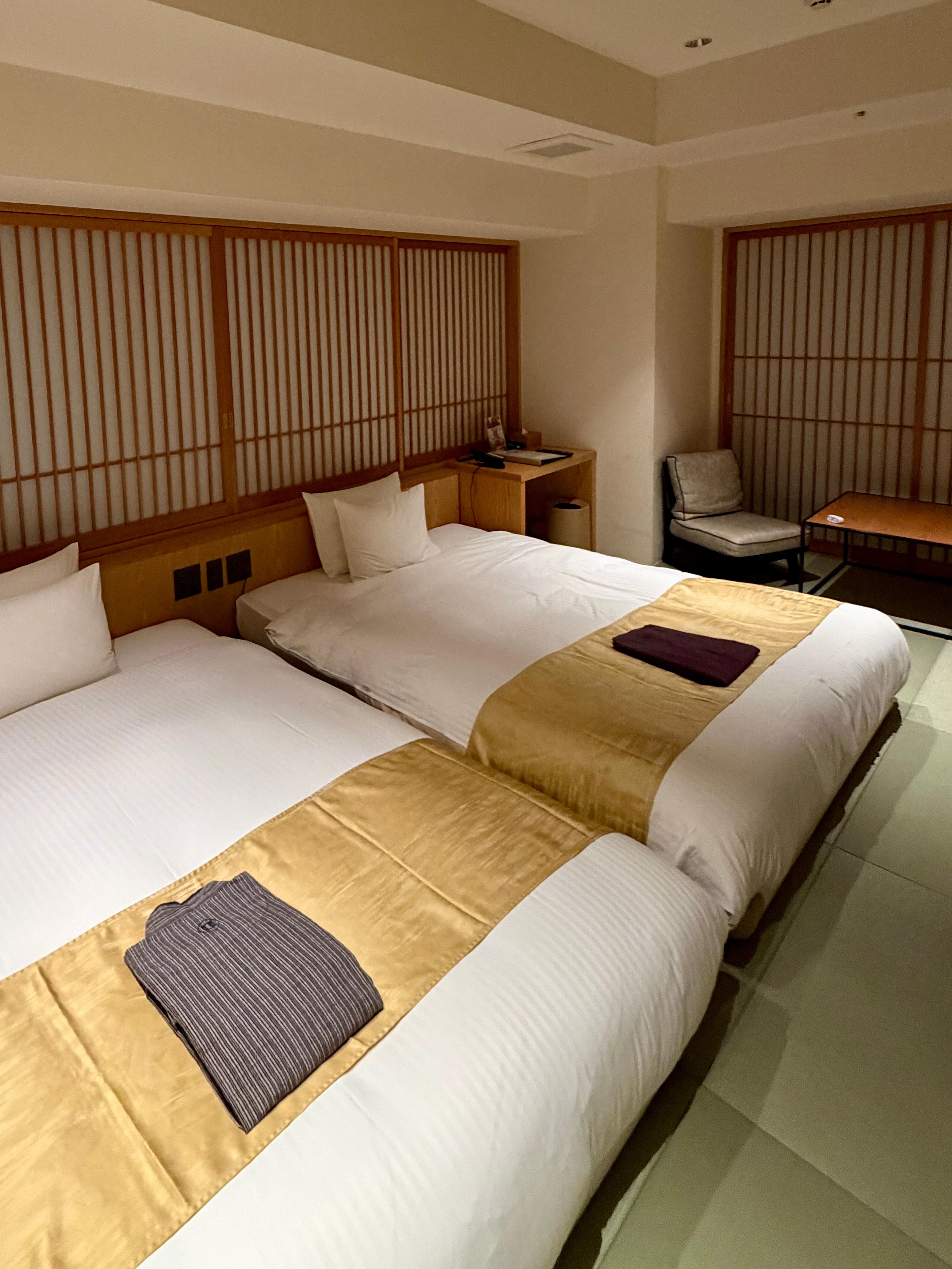 Twin corner room with city view and partial open air bath 