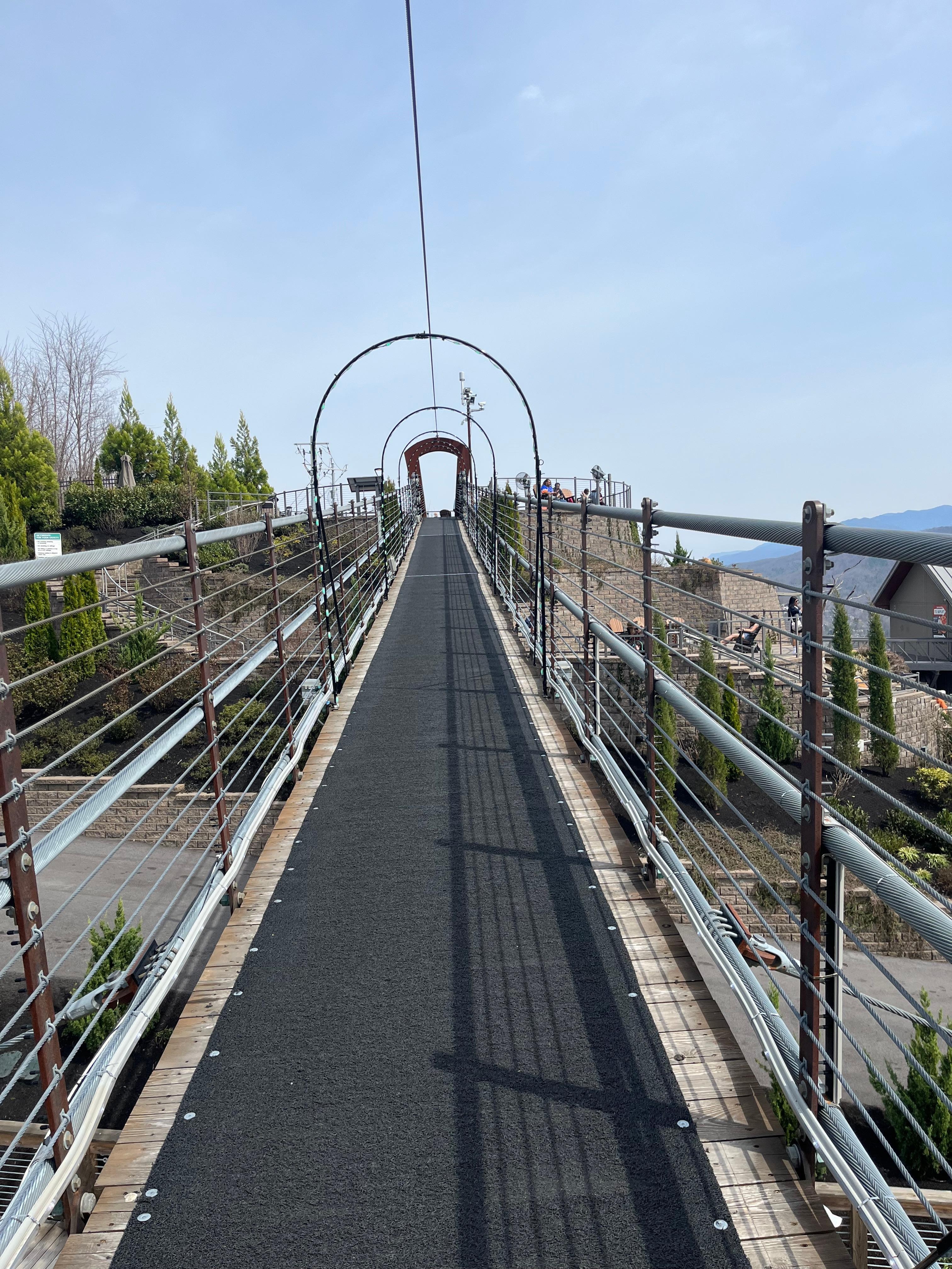 Suspension bridge atop Ober Mountain tram ride.